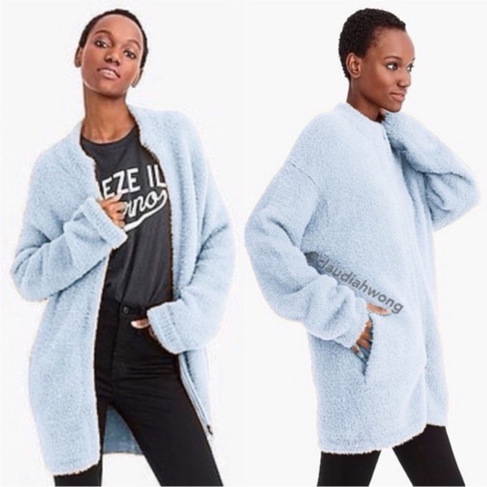 Point Sur / J.Crew Cozy Light Blue Sweater Jacket